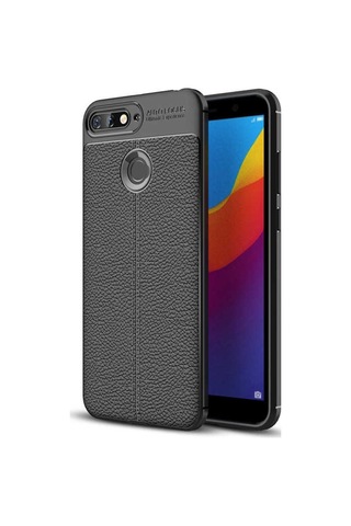 Huawei Y7 2018 Kılıf Deri Tarzı Niss Silikon Case