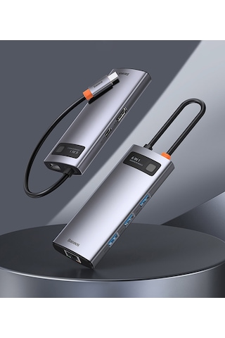 Baseus Metal Gleam Series 6İn1 Type C Hub Usb Hdmı Rj45 Adaptör Ç