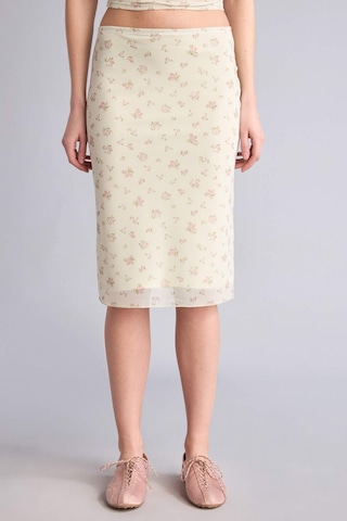 Defacto Kalem Floral Normal Bel Tül Midi Etek H5547ax26smyl111 Sarı-yl111