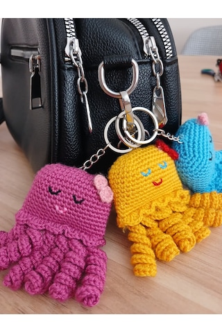 Örgü Amigurumi Ahtapot Anahtarlık