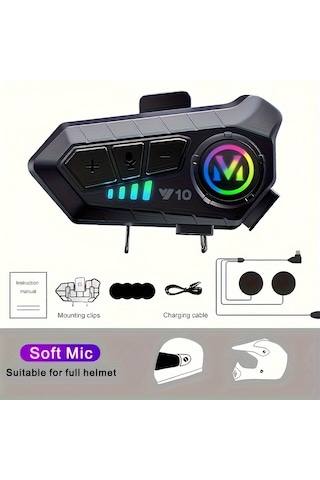 Y10 1000mah Motosiklet Kask Kulaklığı Sesli Kontro Kablosuz Eller Açık Konuşan Kulaklık Ahizesiz Çağrı Müzik Kulaklık Yumuşak İzler