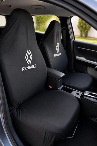 Siyah Renault Desen Kumaş Servis Kılıfı Ön Arka Kılıf 4 Parça Arka 2 Parca Logolu Penye 1.kalite E 1 Takım