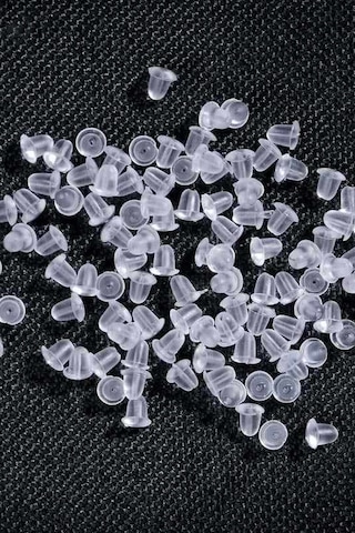 Silikon Şeffaf Küpe Arkası - 100 Adet Beyaz