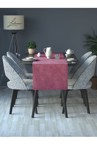 Kadife Efektli Gül Kurusu Rengi Aura Serisi Runner 40 X 140 Gül Kurusu