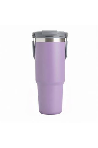 Forzacase 900 Ml Paslanmaz Çelik Pipetli Ve Kilit Kapaklı Kulplu Termos 6 Saat Sıcak/soğuk - Fc1180 Lila