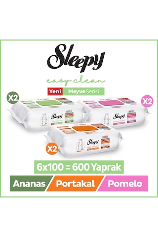 Sleepy Meyve Serisi Yüzey Temizlik Havlusu Mendili Ananas+pomelo+portakal 6x100 600 Yaprak