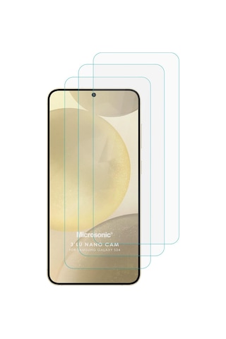 Microsonic Samsung Galaxy Uyumlu S24 Fe Screen Protector Nano Glass Cam Ekran Koruyucu 3 Lü Paket