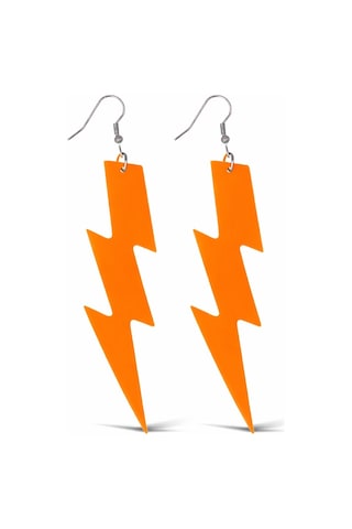 80 Ler 90& 39 Lar Retro Neon Turuncu Şimşek Küpe 10 Cm