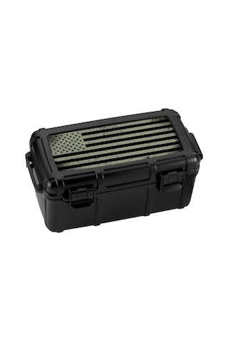Cigar Caddy 15 Siyah Bayraklı Travel Humidor Puro Kutusu
