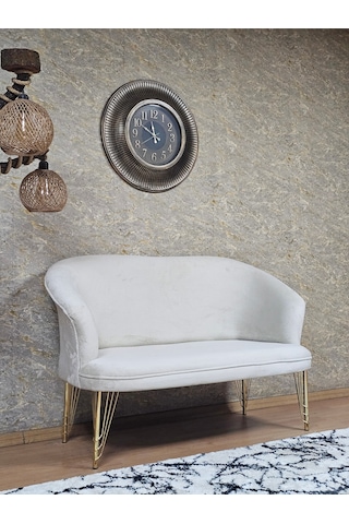 Zafir İkili Teddy Gold Kaplama Telli Ayak Çay Seti Koltuk İkili Berjer , Balkon, Salon, Ofis Krem