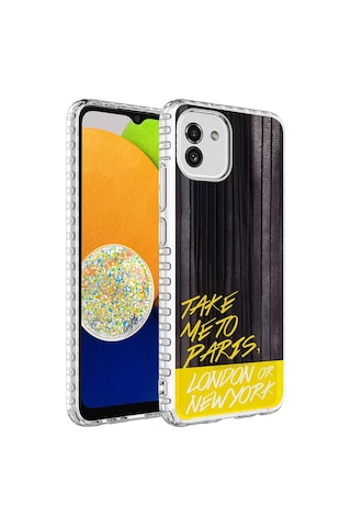 Samsung Galaxy Uyumlu A04 Kılıf Airbag Kenarlı Renkli Desenli Silikon Zore Elegans Kapak