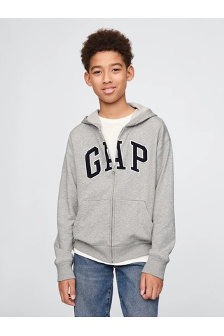 Gap Gri Erkek Çocuk Logo Relaxed Fermuarlı Sweatshirt