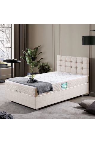 Venedik Tek Kişilik Baza Başlık Comfort Ortopedik Yatak Seti - Krem 90 x 190
