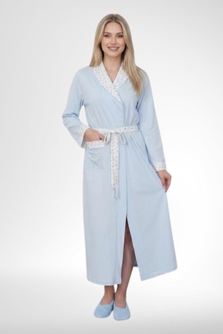 Mecit Pijama Mecit 6396 Mavi Büyük Beden Kadın Sabahlık