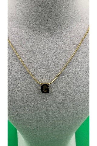 14k Altın Renginde G Harf Minimal Model Çelik Kadın Kolye Altın