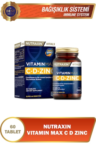 Nutraxin Vitamin Max C D Zinc 60 Tablet - Zaman Salınımlı