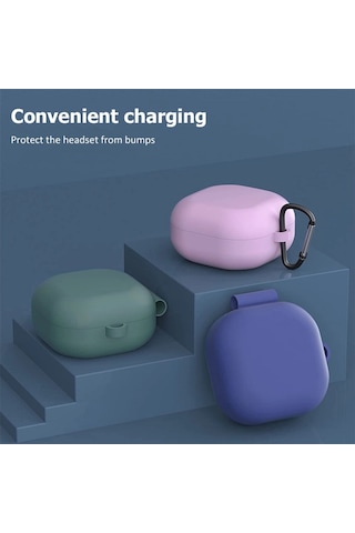 Caseonn Samsung Uyumlu Galaxy Buds 2 - Buds 2 Pro Kılıf Askı Aparatlı Mat Silikon Beyaz