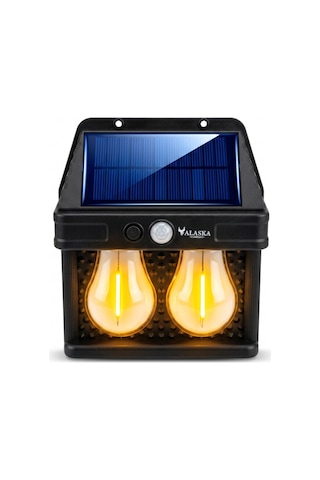 Hw 779-2 Solar Hareket Sensörlü Dış Mekan Bahçe Lambası - 2 Led Retro Filamanlı Duvar Apliği 1 Adet