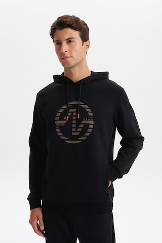 AR-MA Arma Erkek Slim Fit Örme Interlok Kapüşonlu Kanguru Cepli Sweatshirt Yazı Baskılı %80 Pamuk %14 Polyester %6 Elastane K30254685302 Siyah