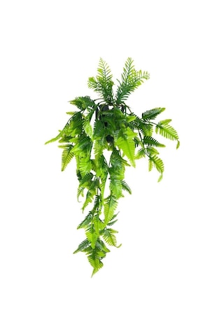 Yapay Çiçek Sarkan Boston Fern Yapraklı Bitki Küçük Siyah Saksıda Yapay Sarmaşık 55cm