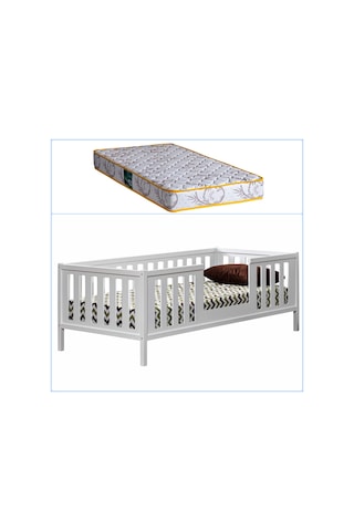 Montessori Yatak, Berlin Mdf Karyola + 1 Comfort Yatak - Beyaz