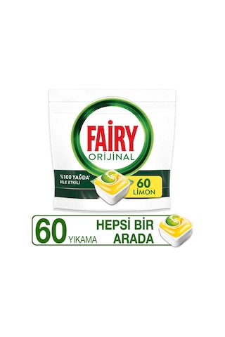 Fairy Hepsi Bir Arada Limon Kokulu Bulaşık Makinesi Deterjanı 60 Tablet