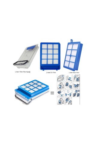 Philips Uyumlu Ön Filtre - Hepa Filtre - Filtre Haznesi Cp1161 Ve Cp0484 3 Adet