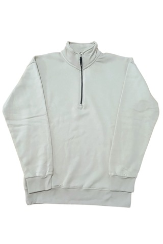 Yarım Fermuar Sweatshirt Bej