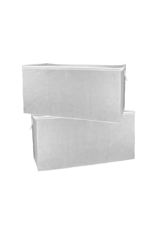 2 Li Mega Boy Yorgan Hurcu Set, Yorgan Yastık Battaniye Kıyafet Çamaşır Düzenleyici 80x60cm 2 Adet Beyaz - Gri