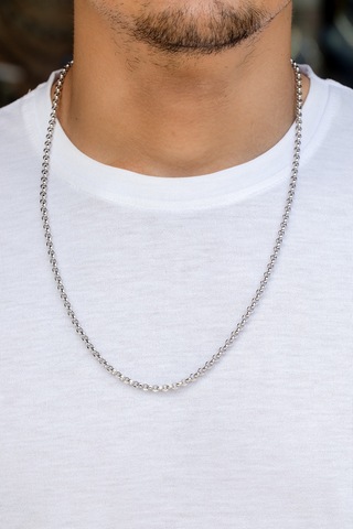 Uşaklıhafız 14 Ayar Altın Beyaz Rolo Erkek Zincir Kolye 4 MM