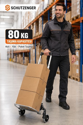 Pro 80 Kg Kapasiteli Yük Koli Paket Taşıma Arabası Katlanır El Arabası Cc450