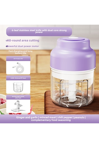 Dianziye Kablosuz Elektrikli Sarımsak Blenderı - Otomatik Karıştırıcı, 320ml Mor, 6 Yapraklı Bıçaklı Güncellenmiş Model - Mutfak Ve Bebek Yemeği İçin Çabuk Ve Verimli Diğer