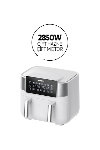 Yasomi Y80 8 LT 2850W Çift Hazneli ve Çift Motorlu Airfryer Fritöz