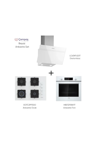 Siemens HB012FBW1T - EO7C2PP30O - LC63KPJ20T 3 Parça Beyaz Ankastre Set