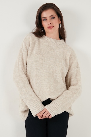 Lela Regular Fit Dik Yaka Yumuşak Dokulu Triko Bayan Kazak 4616222 Taş