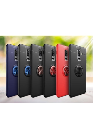 Samsung Uyumlu Galaxy A6 Plus 2018 Kılıf Yüzüklü Magnetli Ravel Case