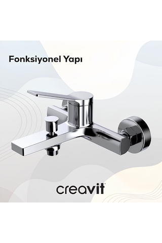 Creavit Ritmo Lavabo Banyo Eviye Bataryası 3'lü Set RT1500-RT2500-RT8500 Krom