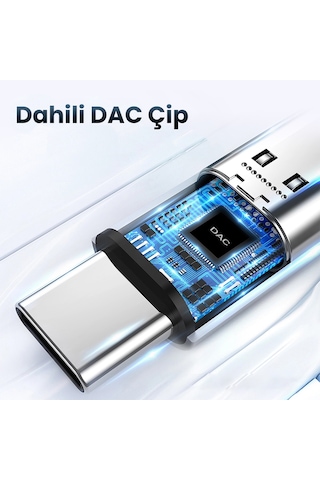 Rocoren Dac Çipli Type-c To 3.5mm Jack Aux Ses Dönüştürücü Çevirici Kablo Adaptör