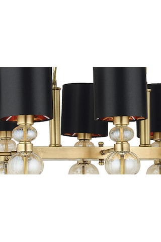 Lampaluce Dolce Ragazza Şapkalı Klasik Avize Yemek Masası Üzeri 8'li Sarı 100x90cm Eskitme - Siyah