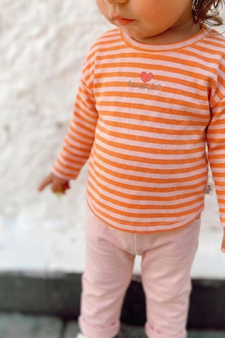 Cigit Çizgili Triko Kız Bebek Takım 0-3 Yaş Pudra Şeftali Çizgili Pudra