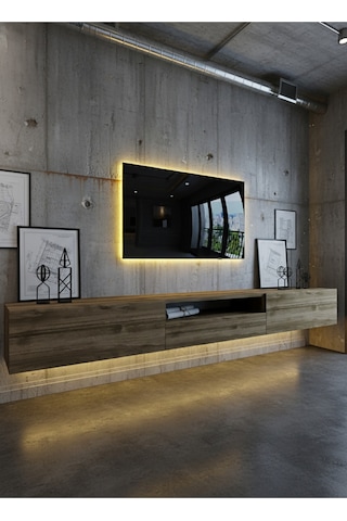 Resital Ledli Duvara Monte Tv Sehpası - Ceviz - W6016-2 Ceviz