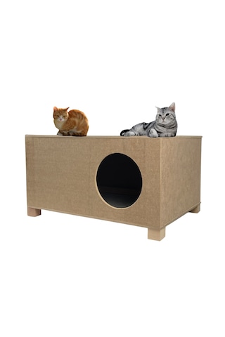 Reyo Kedi Evi Dış Ortam Uygun Ahşap Kedi Evi 57x40x28 Cm - Cat07