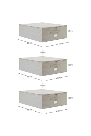 Lexroo 3'lü Orta Boy Gri Balıksırtı Destekli Hurç Set 45 X 55 X 18 Cm