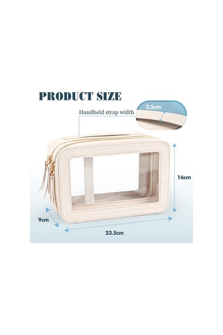 Sones Çift Katmanlı Pvc Su Geçirmez Seyahat Kozmetik Saklama Paketi Büyük Kapasiteli Islak Ve Kuru Ayırma Şeffaf Skylight Pu Çanta Gül Kırmızısı