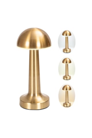 Noas Yl86-1230 Atina Gold Üç Renkli Dokunmatik Masa Lambası - Şarjlı Dimlenebilir Type-c Altın
