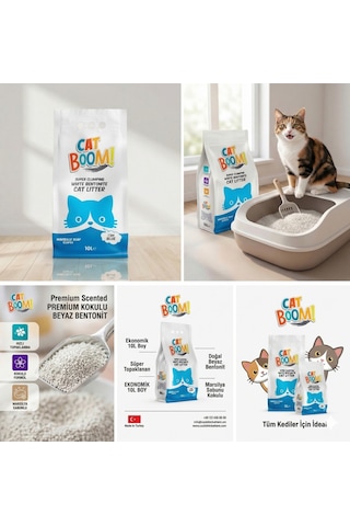 Cat Boom Marsilya Sabunu Kokulu Bentonit Kedi Kumu 2x10 L 2 Adet 10 L