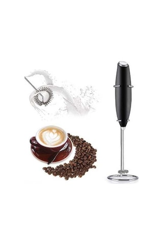 Fortunelane Stantlı El Tipi Seramik Süt Köpürtücü - Sürdürülebilir, Modern Kahve Çay Aleti Beyaz/siyah, Siyah Siyah