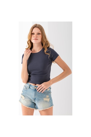 Giysa Kadın Bisiklet Yaka Pamuklu Basic Body Füme - 25873 Füme
