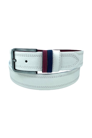 Süzer Deri Beyaz Suni Deri Çift Dikişli Model 4 Cm.lik Unisex Spor Kemer Beyaz