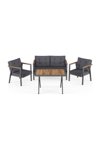 Sierra 2+1+1 Metal İskeletli Suya Dayanıklı Bahçe Balkon Mobilya Takımı Cafe, Salon Koltuk Takımı Antrasit